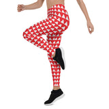 Red and White Pyramids Yoga Leggings