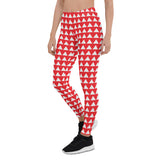 Red and White Pyramids Yoga Leggings