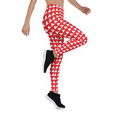 Red and White Pyramids Yoga Leggings