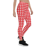 Red and White Pyramids Yoga Leggings