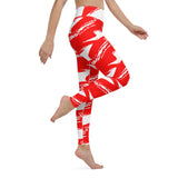 Red & White Yoga Leggings
