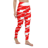 Red & White Yoga Leggings