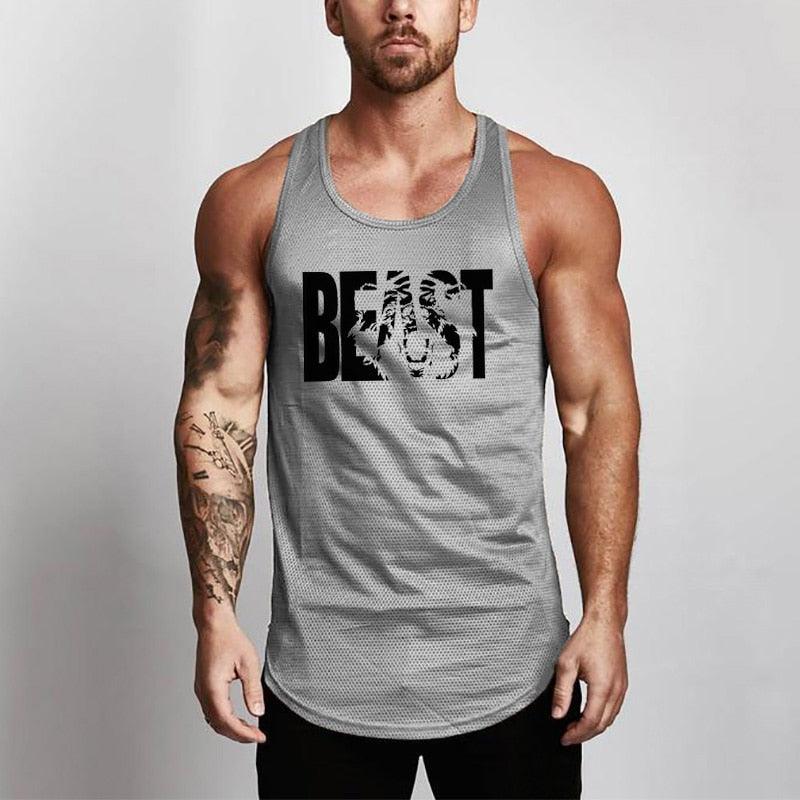 Summer Brand Fitness Tank Top Men Bodybuilding 2021 Gyms Clothing Fitness Men Shirt slim fit Vests Mesh Singlets Muscle Tops - fashion$ense-6263