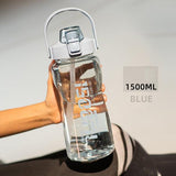 Water Bottle Sport Half Gallon With Straw Handle Mark Fitness Jug BPA Free Outdoor Travel Bicycle GYM Drinkware botella de agua - fashion$ense-6263