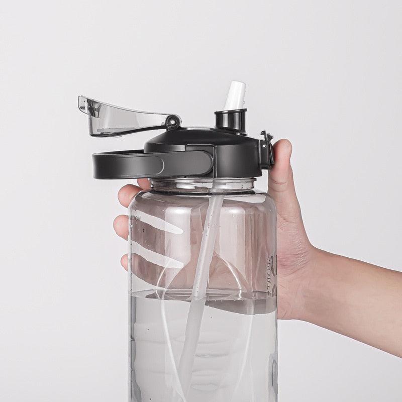 Water Bottle Sport Half Gallon With Straw Handle Mark Fitness Jug BPA Free Outdoor Travel Bicycle GYM Drinkware botella de agua - fashion$ense-6263