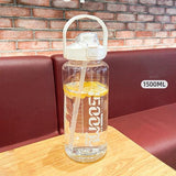 Water Bottle Sport Half Gallon With Straw Handle Mark Fitness Jug BPA Free Outdoor Travel Bicycle GYM Drinkware botella de agua - fashion$ense-6263