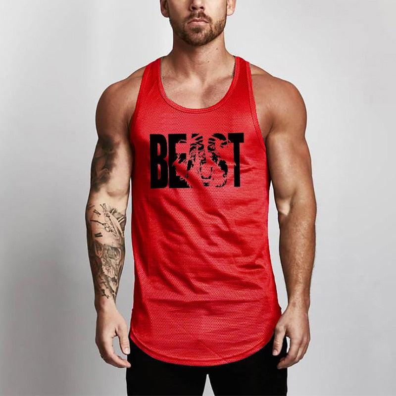 Summer Brand Fitness Tank Top Men Bodybuilding 2021 Gyms Clothing Fitness Men Shirt slim fit Vests Mesh Singlets Muscle Tops - fashion$ense-6263