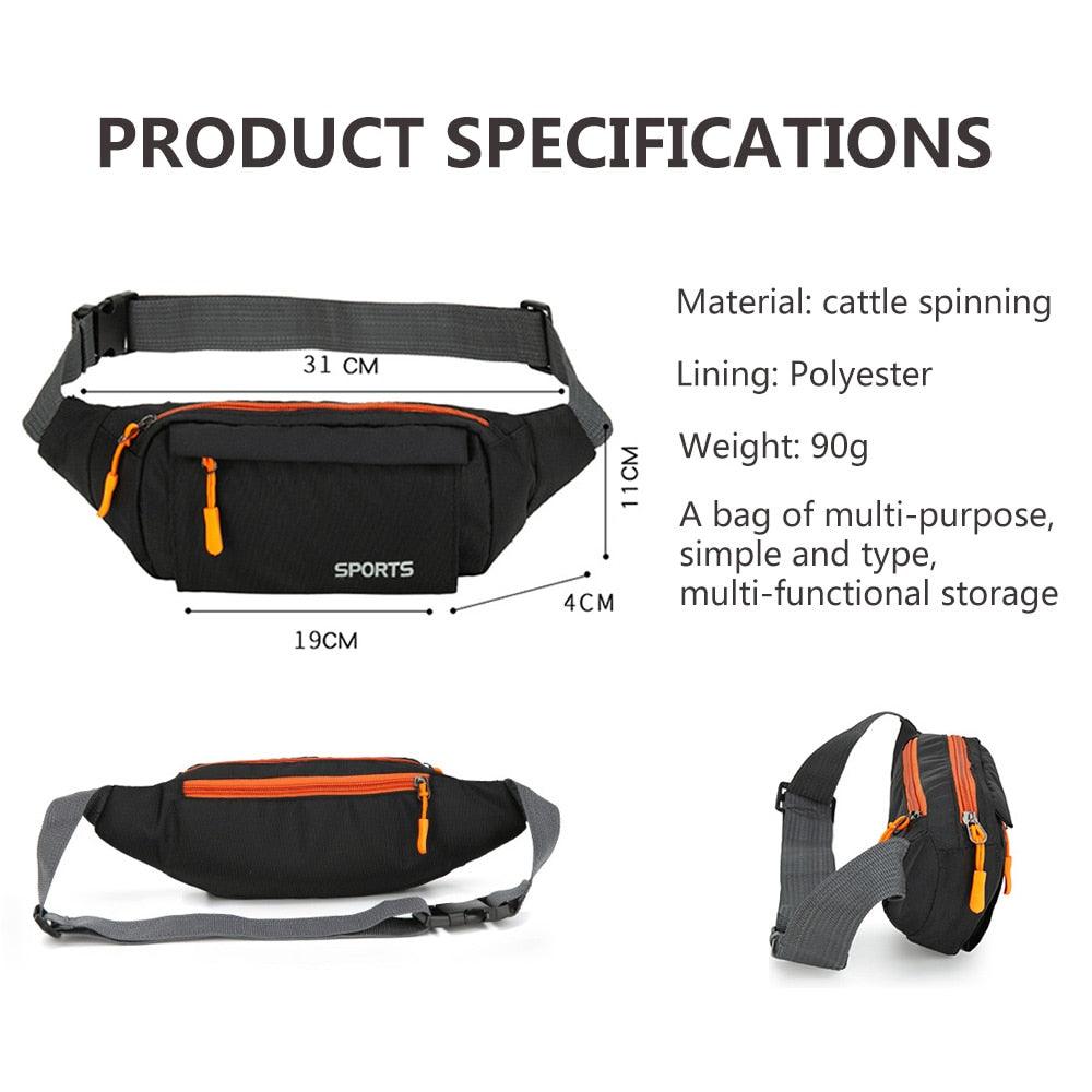 Waterproof Waist Pack Women Sports Running Waist Bag For Men Mobile Phone Holder Belt Bag Gym Fitness Travel Pouch Chest Bags - fashion$ense-6263