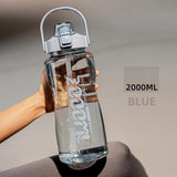 Water Bottle Sport Half Gallon With Straw Handle Mark Fitness Jug BPA Free Outdoor Travel Bicycle GYM Drinkware botella de agua - fashion$ense-6263