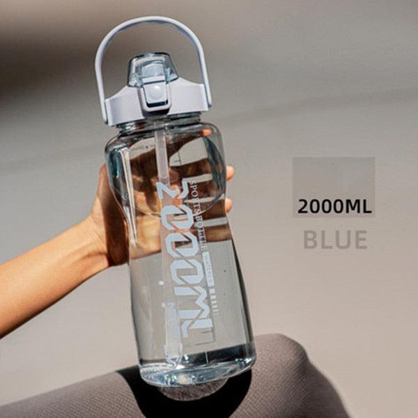 Water Bottle Sport Half Gallon With Straw Handle Mark Fitness Jug BPA Free Outdoor Travel Bicycle GYM Drinkware botella de agua - fashion$ense-6263