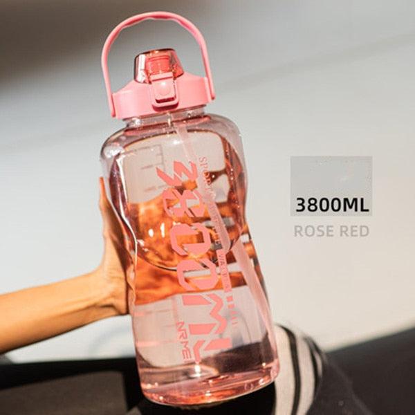 Water Bottle Sport Half Gallon With Straw Handle Mark Fitness Jug BPA Free Outdoor Travel Bicycle GYM Drinkware botella de agua - fashion$ense-6263