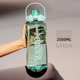 Water Bottle Sport Half Gallon With Straw Handle Mark Fitness Jug BPA Free Outdoor Travel Bicycle GYM Drinkware botella de agua - fashion$ense-6263