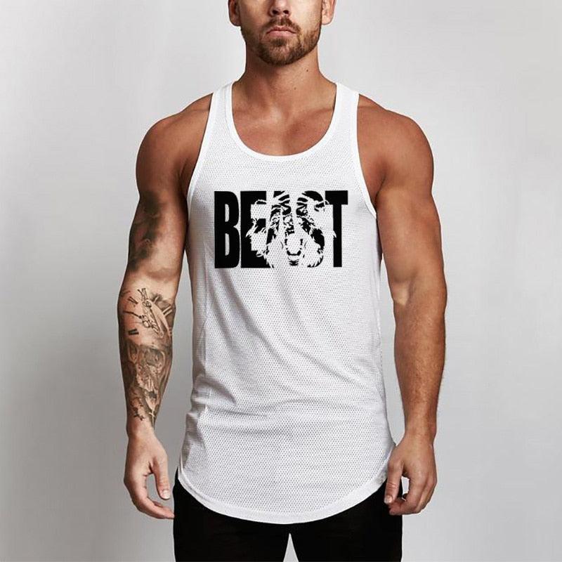 Summer Brand Fitness Tank Top Men Bodybuilding 2021 Gyms Clothing Fitness Men Shirt slim fit Vests Mesh Singlets Muscle Tops - fashion$ense-6263