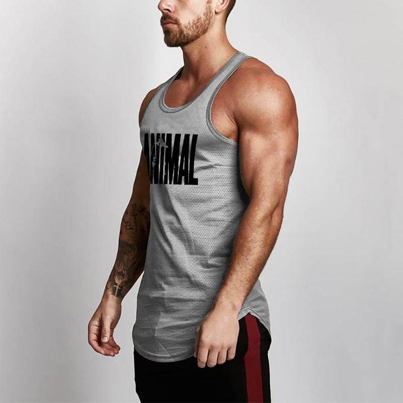 Summer Brand Fitness Tank Top Men Bodybuilding 2021 Gyms Clothing Fitness Men Shirt slim fit Vests Mesh Singlets Muscle Tops - fashion$ense-6263