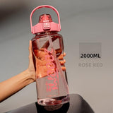 Water Bottle Sport Half Gallon With Straw Handle Mark Fitness Jug BPA Free Outdoor Travel Bicycle GYM Drinkware botella de agua - fashion$ense-6263