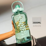 Water Bottle Sport Half Gallon With Straw Handle Mark Fitness Jug BPA Free Outdoor Travel Bicycle GYM Drinkware botella de agua - fashion$ense-6263