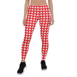 Red and White Pyramids Yoga Leggings