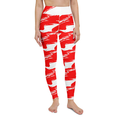Red & White Yoga Leggings