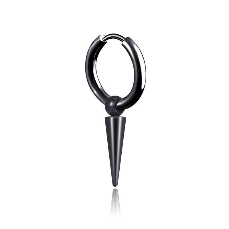 SOHOT Unisex Stainless Steel Punk Man Black Drop Earrings Geometry Triangle Star Cross Fish Love Feather Party Multiple Gothic - fashion$ense-6263