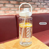 Water Bottle Sport Half Gallon With Straw Handle Mark Fitness Jug BPA Free Outdoor Travel Bicycle GYM Drinkware botella de agua - fashion$ense-6263