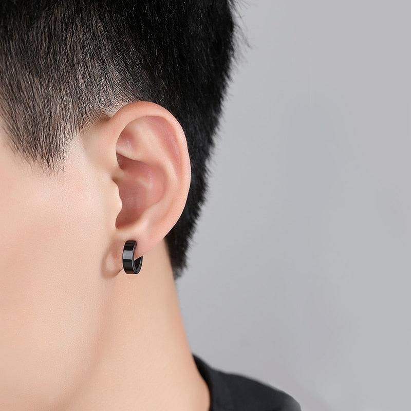 SOHOT Unisex Stainless Steel Punk Man Black Drop Earrings Geometry Triangle Star Cross Fish Love Feather Party Multiple Gothic - fashion$ense-6263