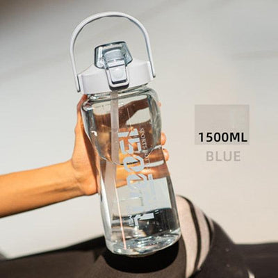 Water Bottle Sport Half Gallon With Straw Handle Mark Fitness Jug BPA Free Outdoor Travel Bicycle GYM Drinkware botella de agua - fashion$ense-6263