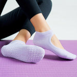 Women High Quality Pilates Socks Anti-Slip Breathable Backless Yoga Socks Ankle Ladies Ballet Dance Sports Socks for Fitness Gym - fashion$ense-6263