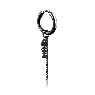 SOHOT Unisex Stainless Steel Punk Man Black Drop Earrings Geometry Triangle Star Cross Fish Love Feather Party Multiple Gothic - fashion$ense-6263