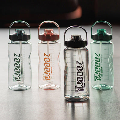 Water Bottle Sport Half Gallon With Straw Handle Mark Fitness Jug BPA Free Outdoor Travel Bicycle GYM Drinkware botella de agua - fashion$ense-6263