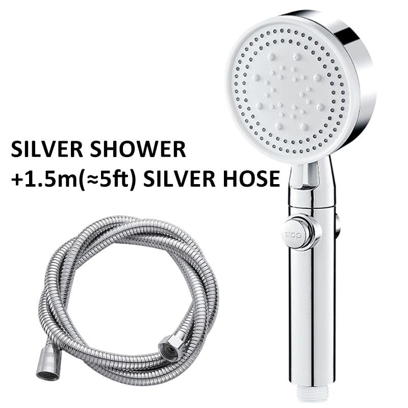 Shower Head Water Saving Black 5 Mode Adjustable High Pressure Shower One-key Stop Water Massage Eco Shower Bathroom Accessories - fashion$ense-6263