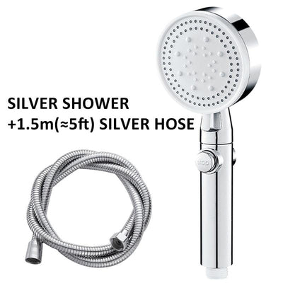 Shower Head Water Saving Black 5 Mode Adjustable High Pressure Shower One-key Stop Water Massage Eco Shower Bathroom Accessories - fashion$ense-6263