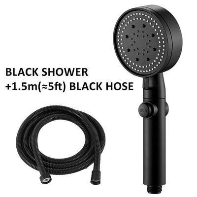 Shower Head Water Saving Black 5 Mode Adjustable High Pressure Shower One-key Stop Water Massage Eco Shower Bathroom Accessories - fashion$ense-6263