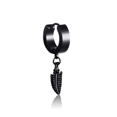 SOHOT Unisex Stainless Steel Punk Man Black Drop Earrings Geometry Triangle Star Cross Fish Love Feather Party Multiple Gothic - fashion$ense-6263