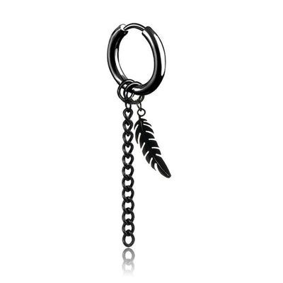 SOHOT Unisex Stainless Steel Punk Man Black Drop Earrings Geometry Triangle Star Cross Fish Love Feather Party Multiple Gothic - fashion$ense-6263