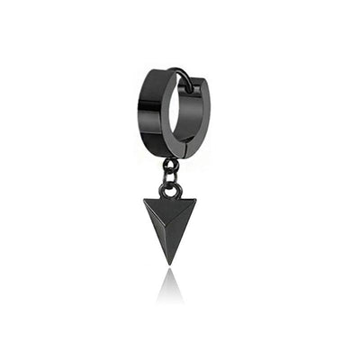SOHOT Unisex Stainless Steel Punk Man Black Drop Earrings Geometry Triangle Star Cross Fish Love Feather Party Multiple Gothic - fashion$ense-6263