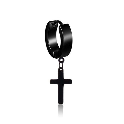 SOHOT Unisex Stainless Steel Punk Man Black Drop Earrings Geometry Triangle Star Cross Fish Love Feather Party Multiple Gothic - fashion$ense-6263