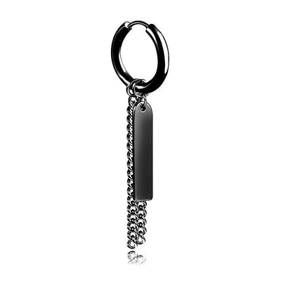 SOHOT Unisex Stainless Steel Punk Man Black Drop Earrings Geometry Triangle Star Cross Fish Love Feather Party Multiple Gothic - fashion$ense-6263