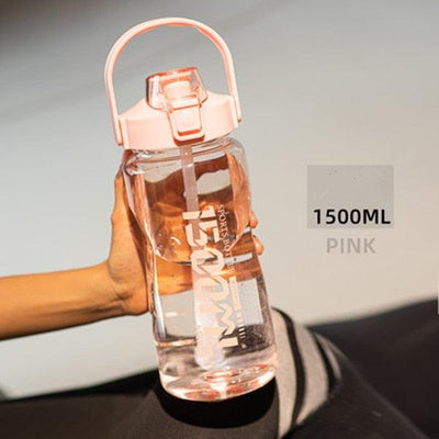 Water Bottle Sport Half Gallon With Straw Handle Mark Fitness Jug BPA Free Outdoor Travel Bicycle GYM Drinkware botella de agua - fashion$ense-6263