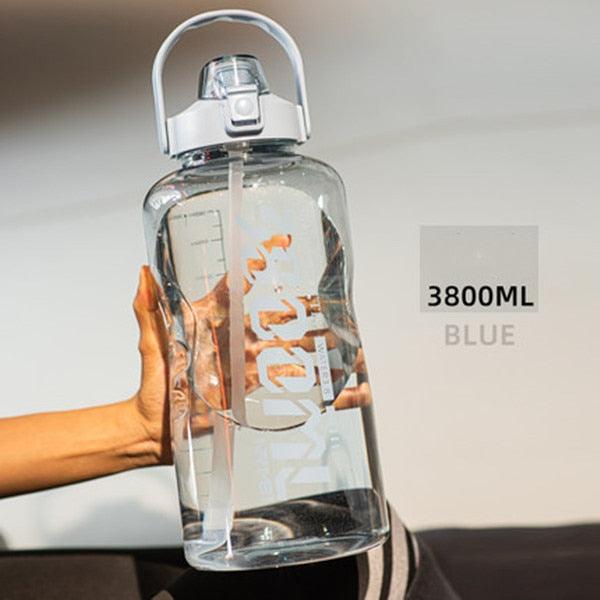 Water Bottle Sport Half Gallon With Straw Handle Mark Fitness Jug BPA Free Outdoor Travel Bicycle GYM Drinkware botella de agua - fashion$ense-6263