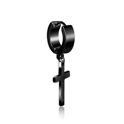 SOHOT Unisex Stainless Steel Punk Man Black Drop Earrings Geometry Triangle Star Cross Fish Love Feather Party Multiple Gothic - fashion$ense-6263