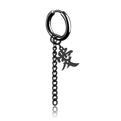 SOHOT Unisex Stainless Steel Punk Man Black Drop Earrings Geometry Triangle Star Cross Fish Love Feather Party Multiple Gothic - fashion$ense-6263
