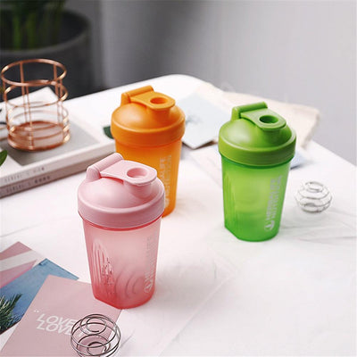 Sport Shaker Bottle 400ML Whey Protein Powder Mixing Bottle Sport Fitness Gym Shaker Outdoor Portable Plastic Drink Bottle - fashion$ense-6263