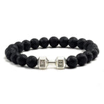 Unisex Natural Black Volcanic Lava Stone Dumbbell Bracelet - fashion$ense-6263
