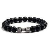 Unisex Natural Black Volcanic Lava Stone Dumbbell Bracelet - fashion$ense-6263