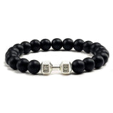 Unisex Natural Black Volcanic Lava Stone Dumbbell Bracelet - fashion$ense-6263