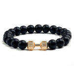 Unisex Natural Black Volcanic Lava Stone Dumbbell Bracelet - fashion$ense-6263