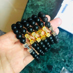 Unisex Natural Black Volcanic Lava Stone Dumbbell Bracelet - fashion$ense-6263
