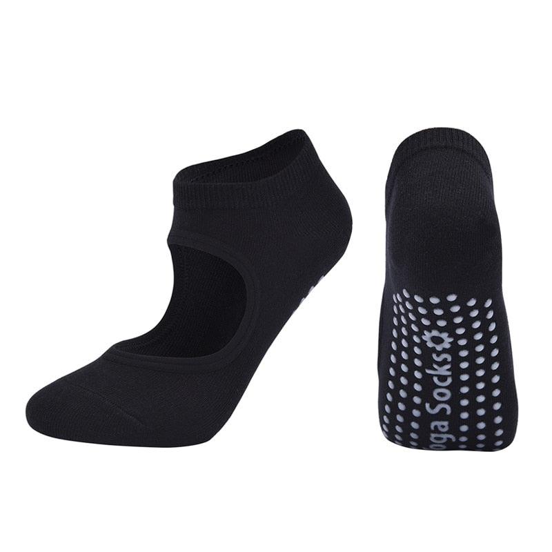 Women High Quality Pilates Socks Anti-Slip Breathable Backless Yoga Socks Ankle Ladies Ballet Dance Sports Socks for Fitness Gym - fashion$ense-6263
