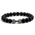 Unisex Natural Black Volcanic Lava Stone Dumbbell Bracelet - fashion$ense-6263