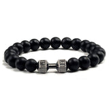 Unisex Natural Black Volcanic Lava Stone Dumbbell Bracelet - fashion$ense-6263